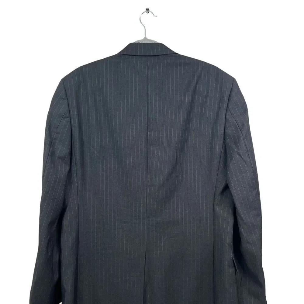 Hart Schaffner Marx Men‎ Wool Blazer Black Pinstripe 2 Button Vented Sz 40L